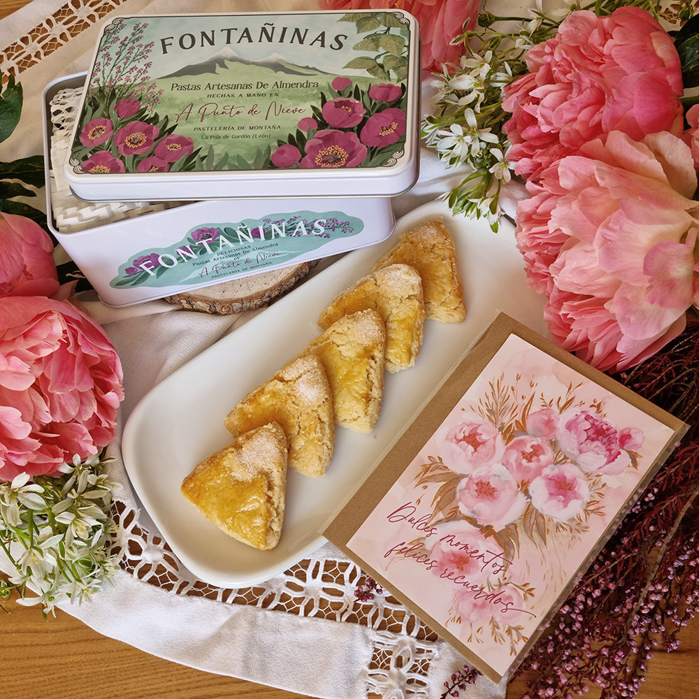 Pack de pastas artesanas Fontañinas en caja metálica y Pastas Fontañinas Mini