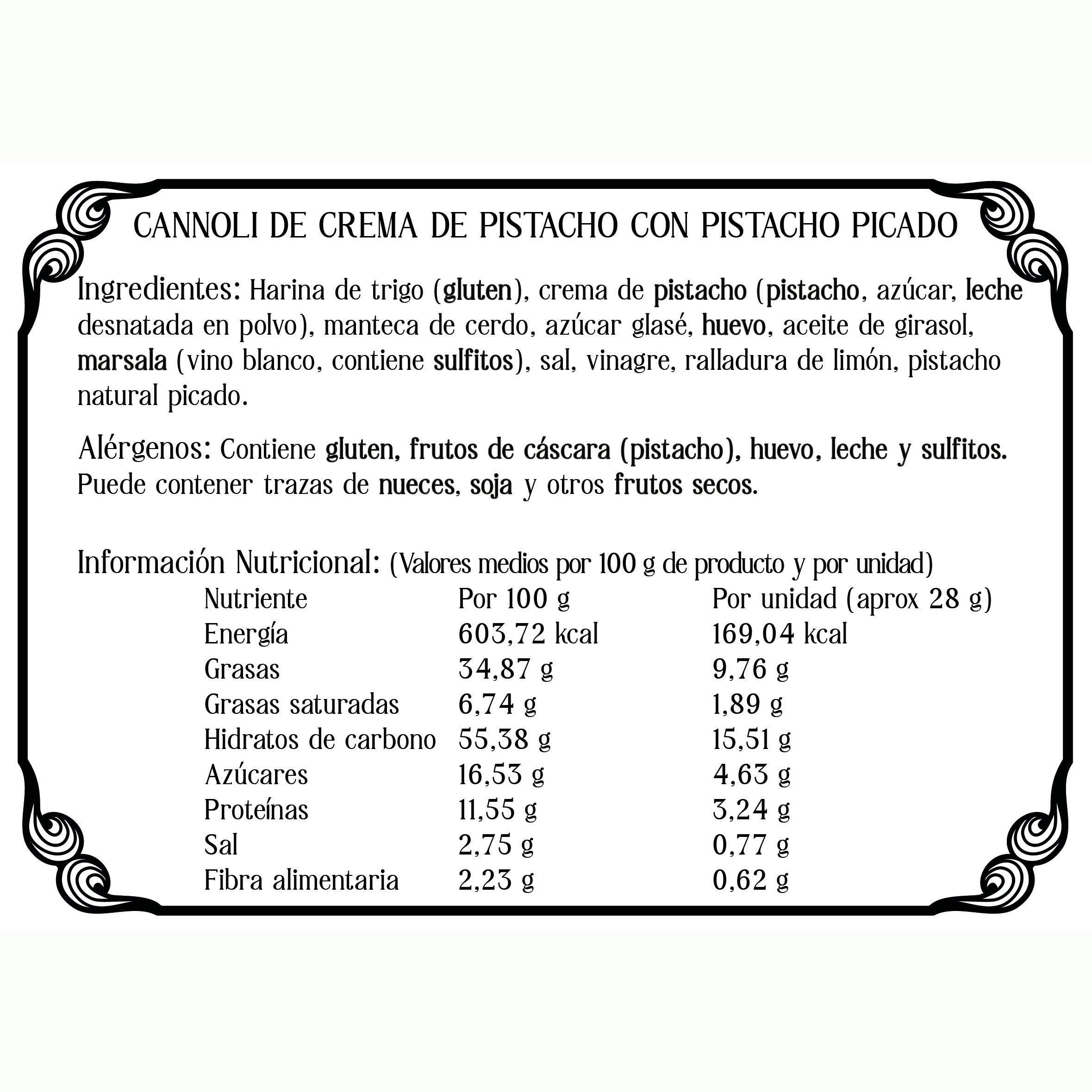 Cannoli artesano de pistacho