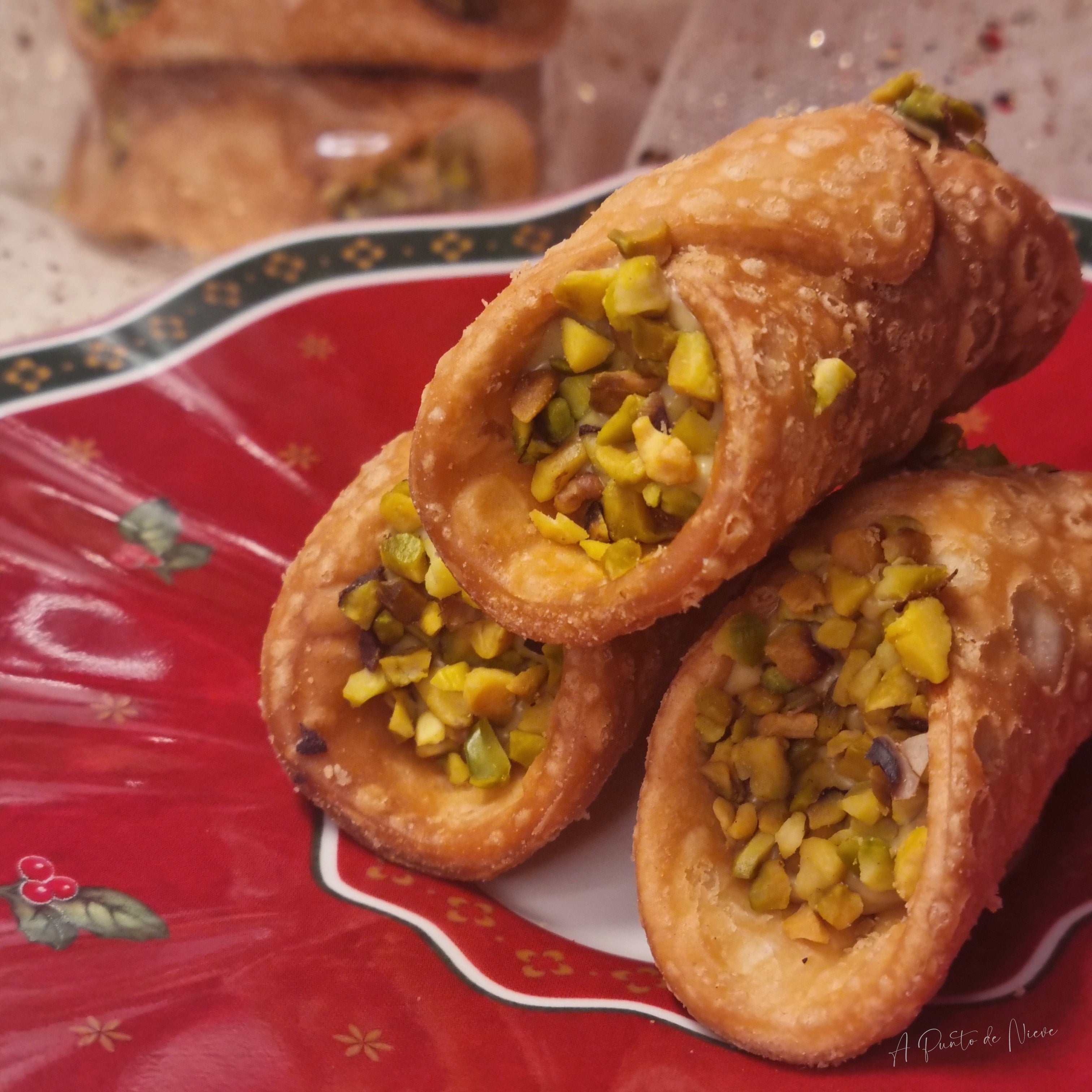 Cannoli artesanos de pistacho en bolsita