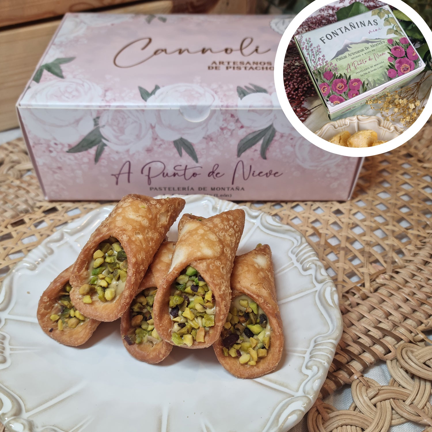 Pack de Fontañinas Mini y Cannoli artesano de pistacho
