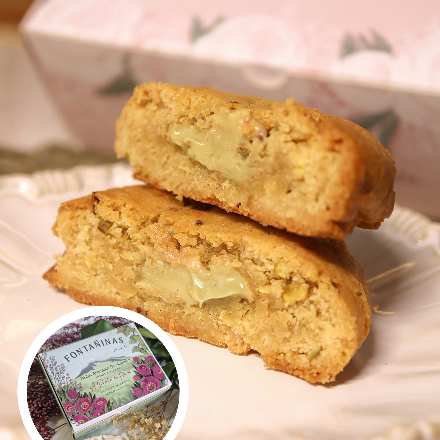 Pack de Fontañinas Mini y Cookies Corazón de Pistacho