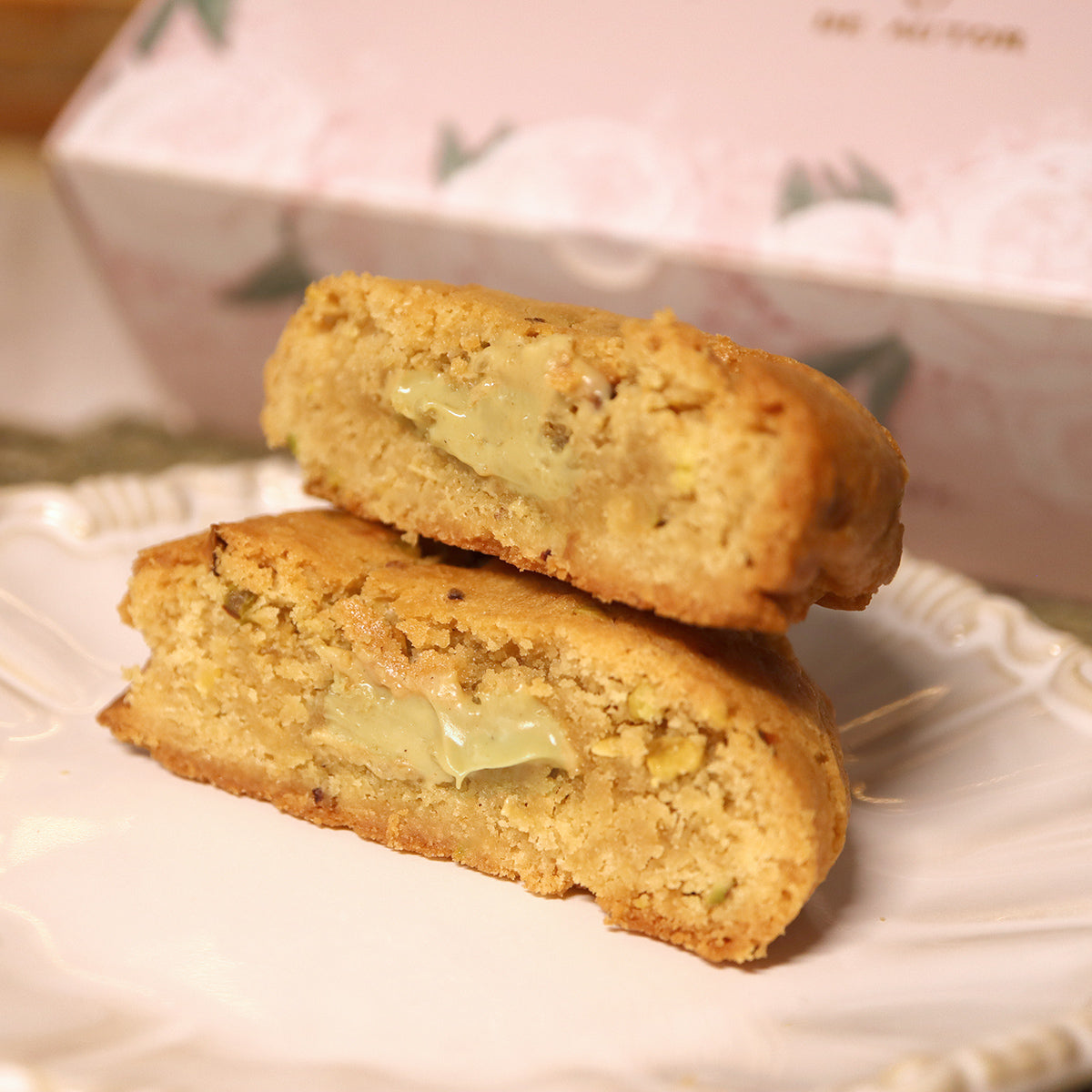 Cookies Corazón de Pistacho en caja de cartón